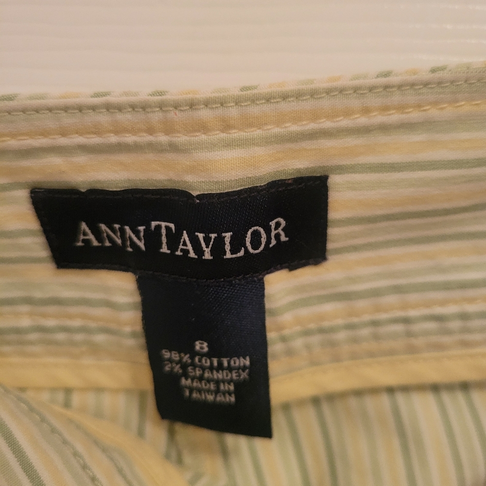 Ann Taylor yellow & green striped skort.